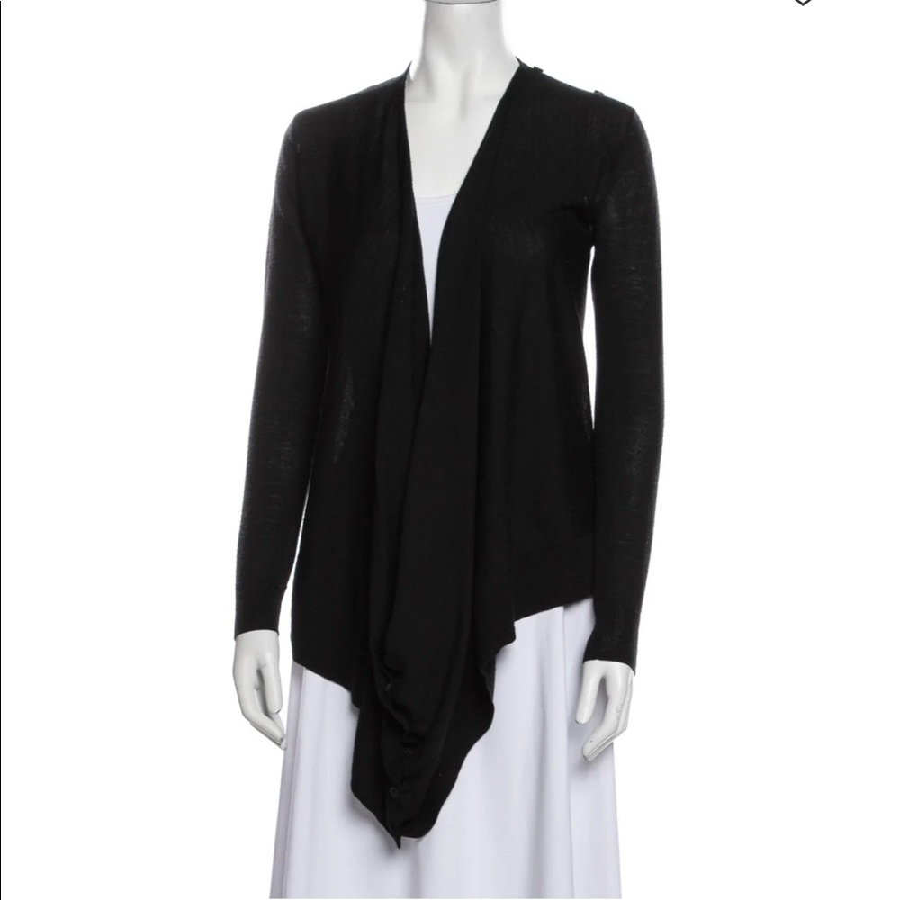 AllSaints merino wool long sleeve cardigan open front button closure detail M